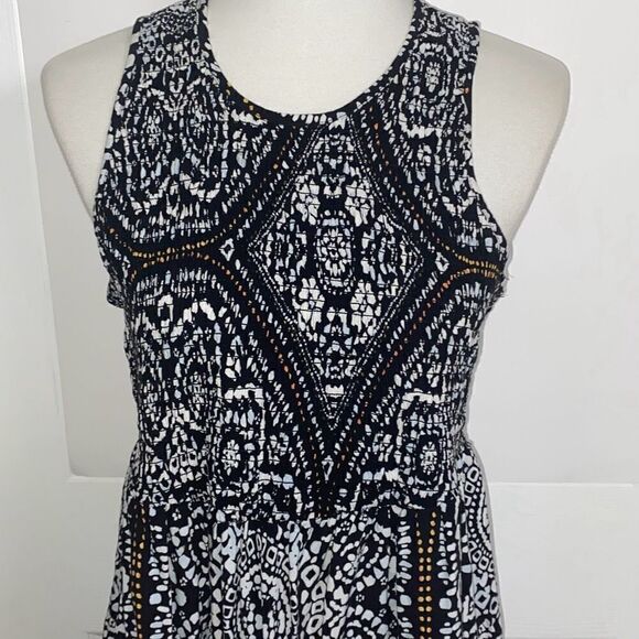 a:glow tribal boho maxi market dress black/white graphic Sz M - Picture 2 of 9